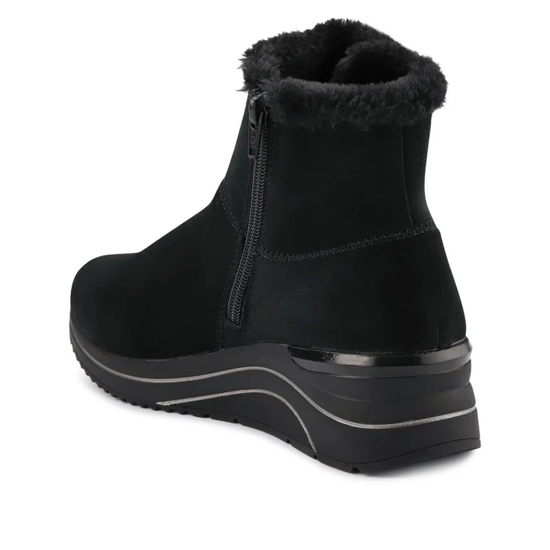 Leather Wedge-Heel Ankle Boots - DRS40509 / 326 366 - Black