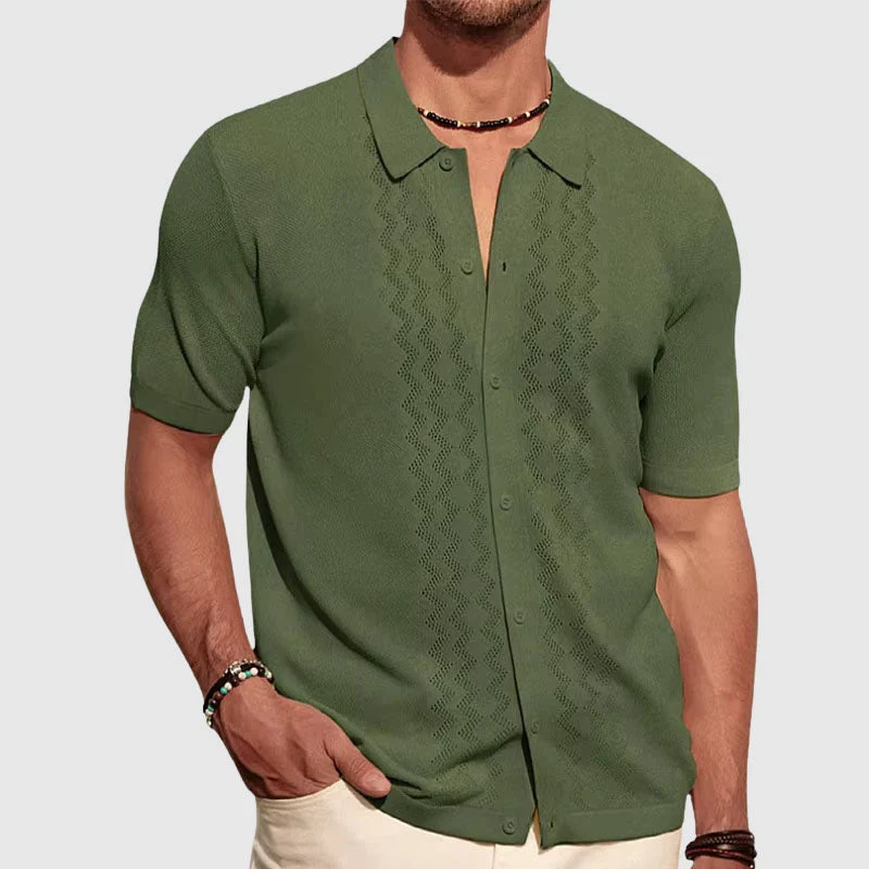 Elegante camicia estiva a maglia | Camicia uomo manica corta