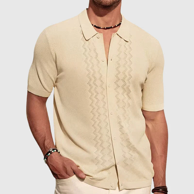 Elegante camicia estiva a maglia | Camicia uomo manica corta