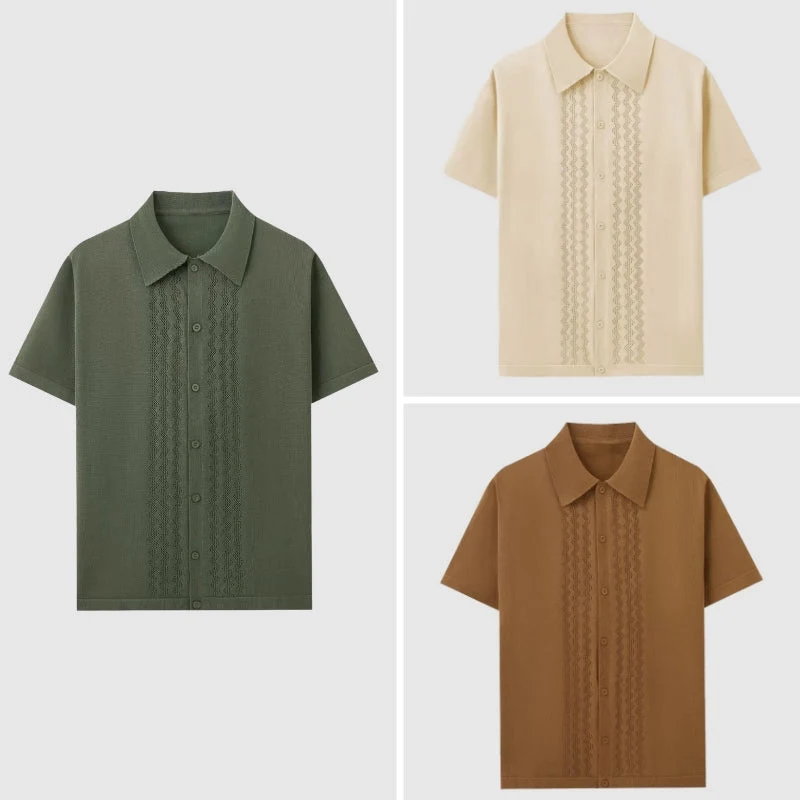 Elegante camicia estiva a maglia | Camicia uomo manica corta