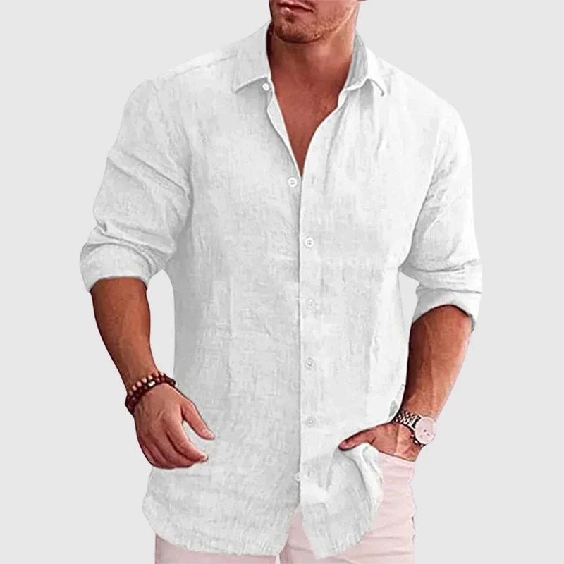 Camicia rustica in lino da uomo | Camicia traspirante in lino