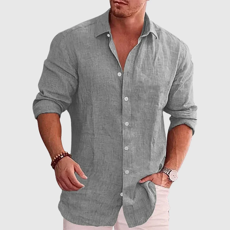 Camicia rustica in lino da uomo | Camicia traspirante in lino