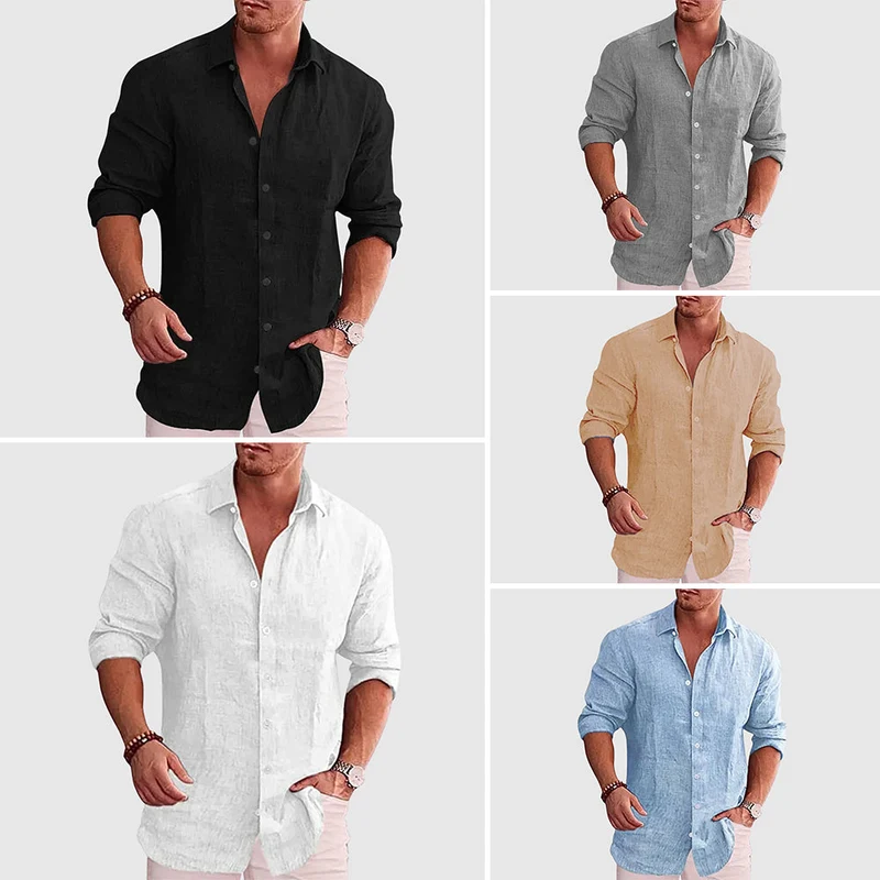 Camicia rustica in lino da uomo | Camicia traspirante in lino
