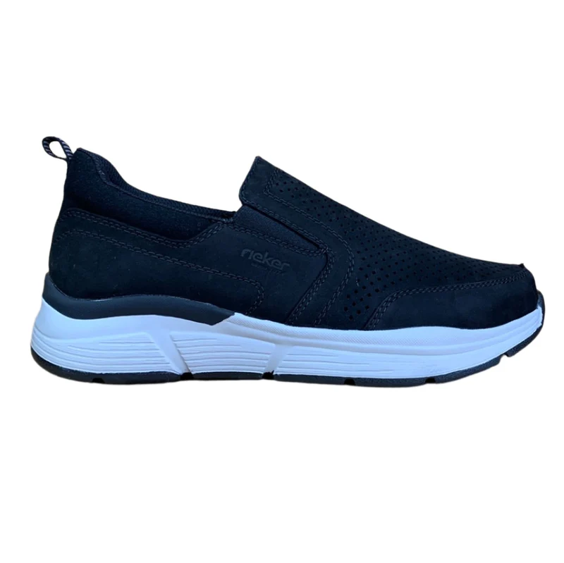 Rieker Breite Slip-On-Sneakers aus Leder für Herren - Schwarz