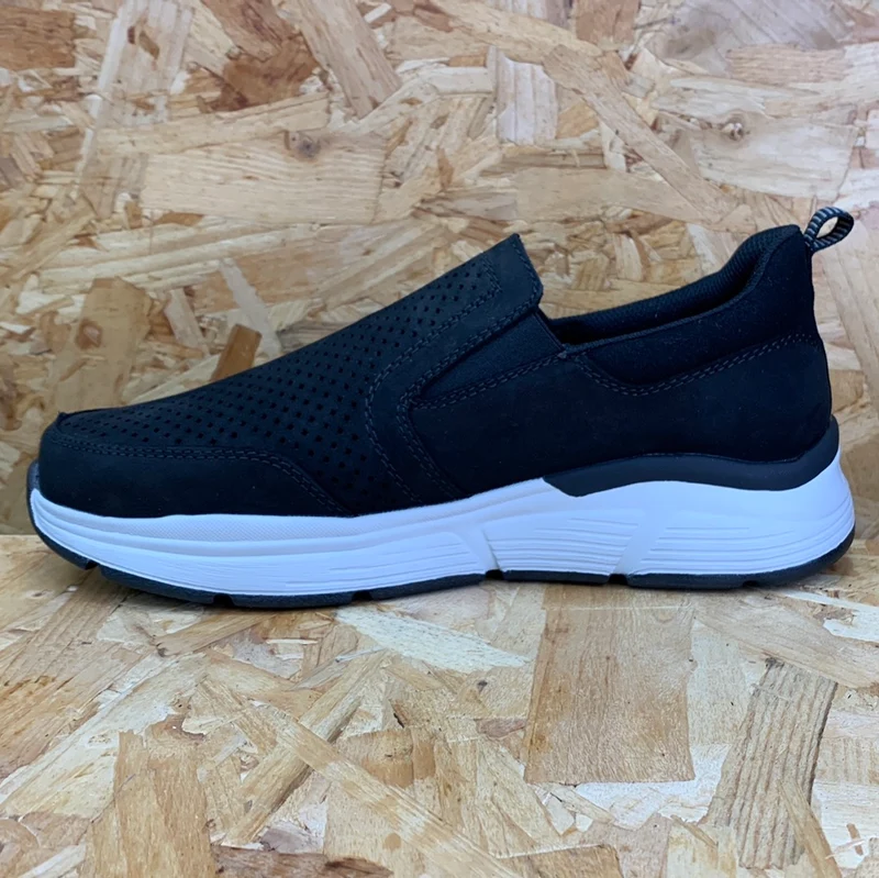 Rieker Breite Slip-On-Sneakers aus Leder für Herren - Schwarz