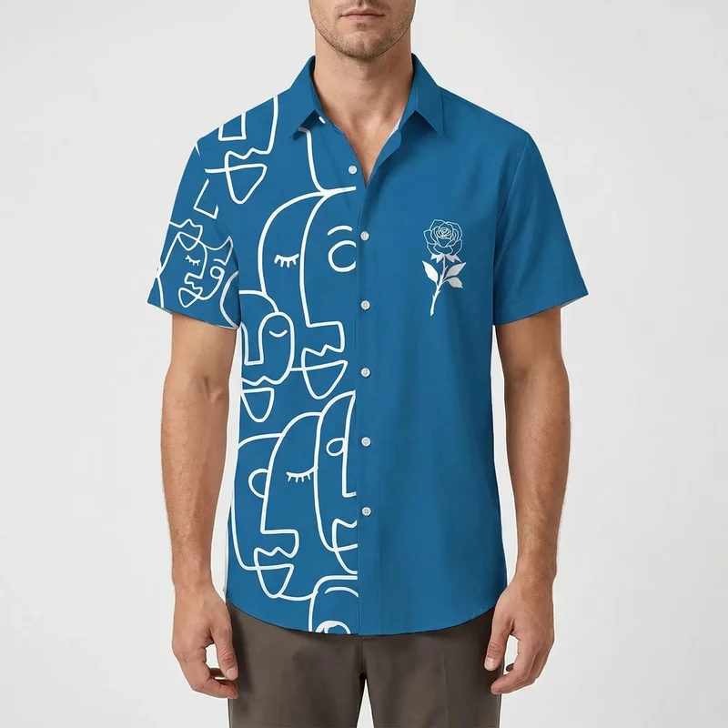 Leoprino | Camicia da uomo a maniche corte con motivo leopardato