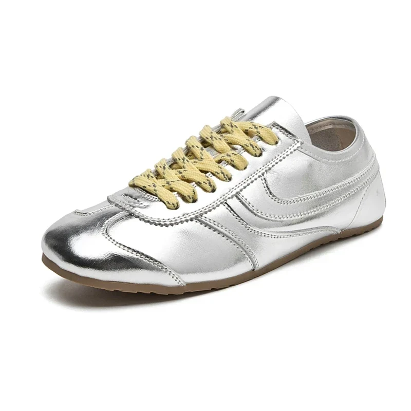 Sneaker da donna in pelle vera | Scarpe da ginnastica retrò comode, bianche classiche