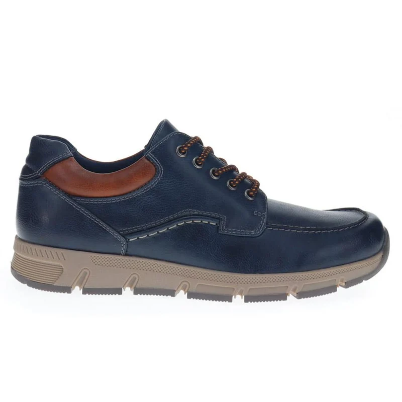 Wide Fit Casual Lace Up Trainers - WBINS40025 / 325 786 - Navy