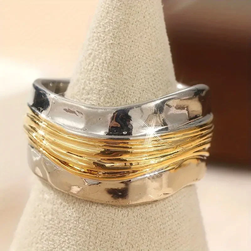 Anello a filo bicolore argento e oro | Anello moderno