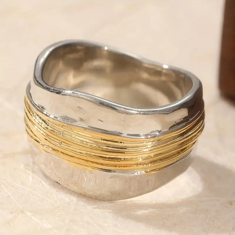 Anello a filo bicolore argento e oro | Anello moderno