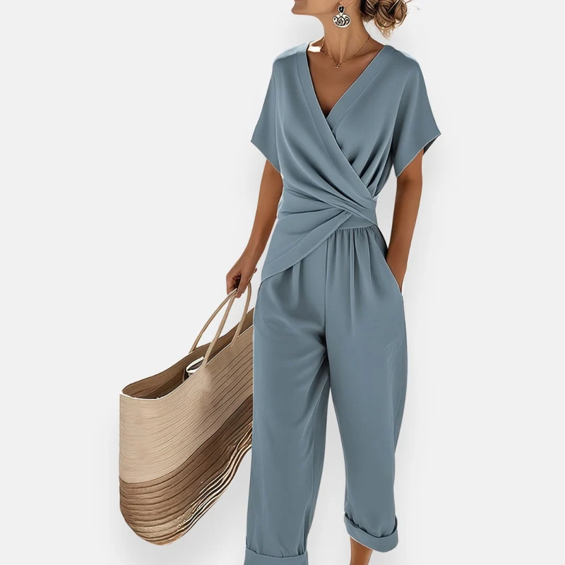 Elegantes Damen-Set mit Kreuzdesign und weiter Hose
