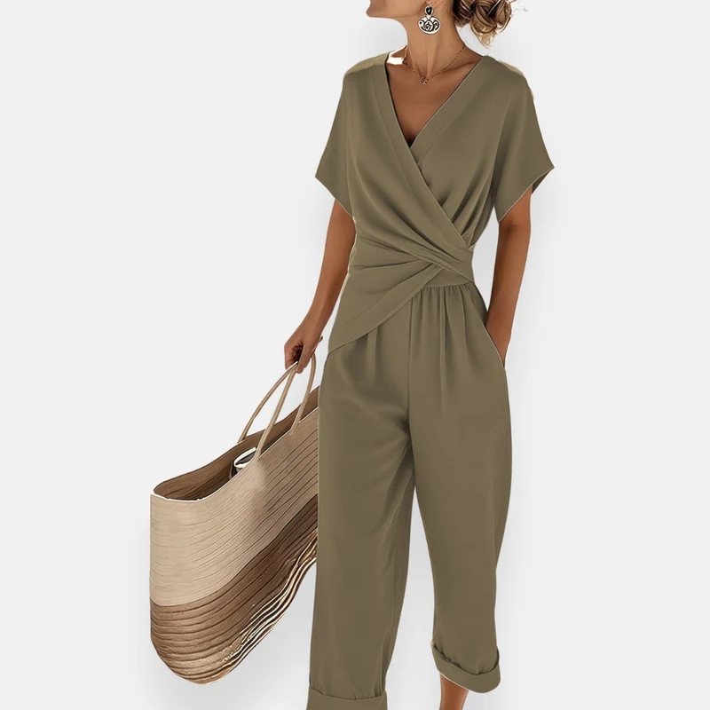 Elegantes Damen-Set mit Kreuzdesign und weiter Hose