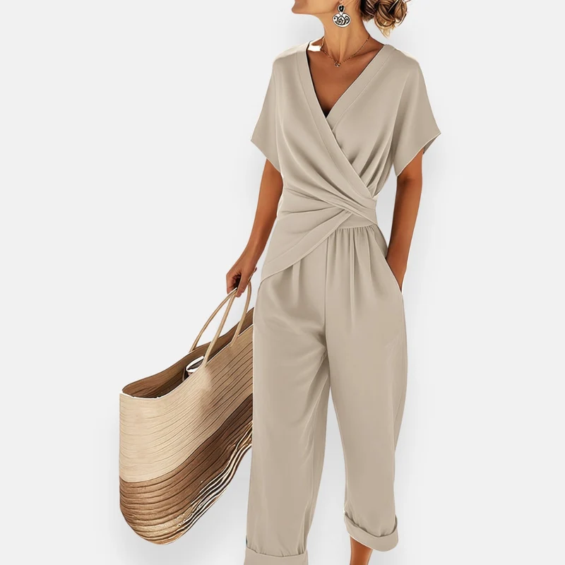 Elegantes Damen-Set mit Kreuzdesign und weiter Hose