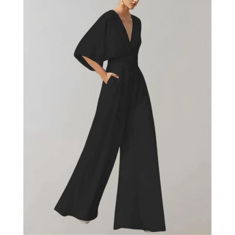 Slim-Fit Damenoverall Celia mit weitem Bein