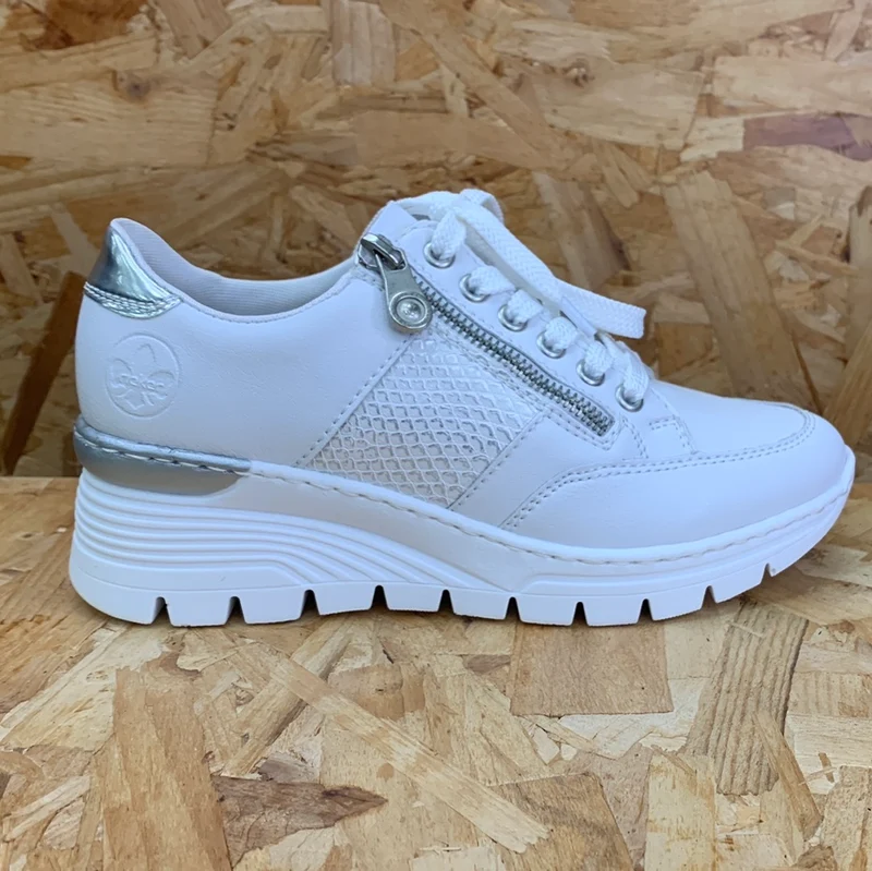 Rieker Modische Damen-Sneaker mit Keilabsatz – Weiß