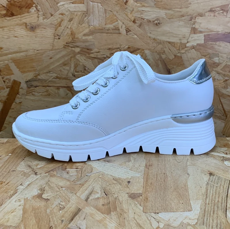 Rieker Modische Damen-Sneaker mit Keilabsatz – Weiß