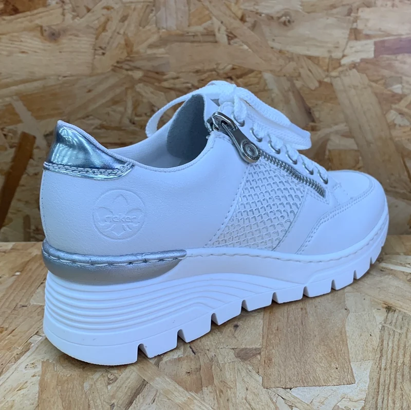 Rieker Modische Damen-Sneaker mit Keilabsatz – Weiß