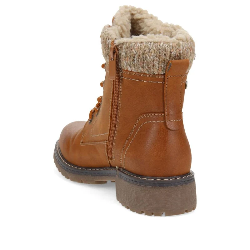 Soft-Cuffed Lace-Up Ankle Boots - SUPRE40007 / 326 253 - Cognac