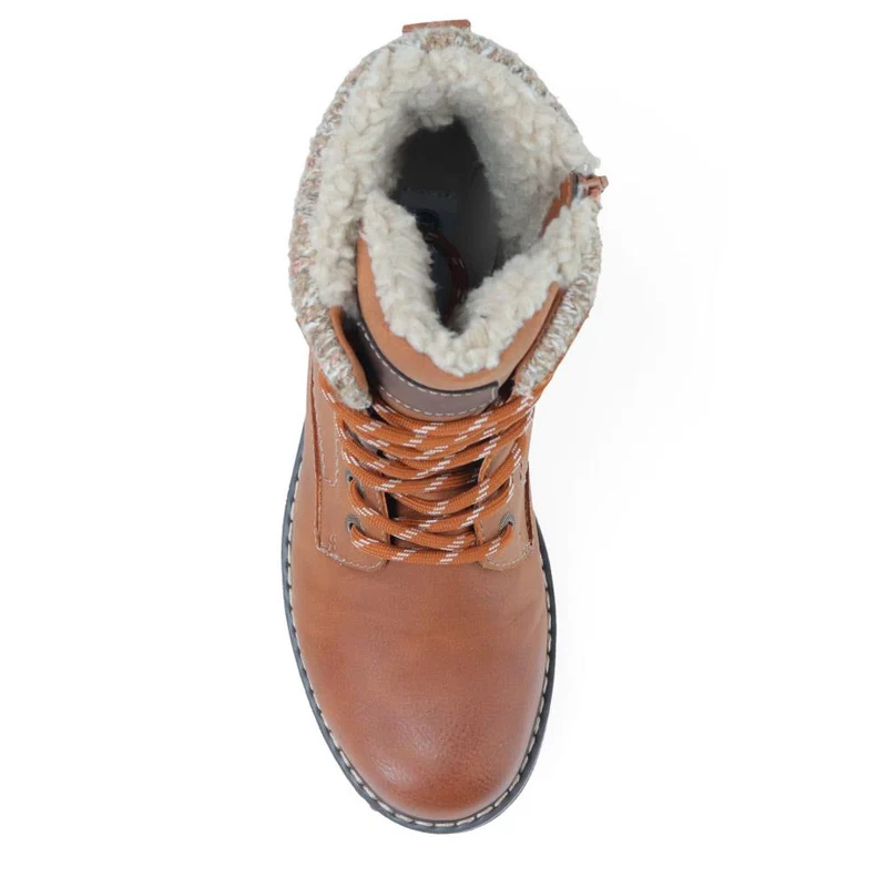 Soft-Cuffed Lace-Up Ankle Boots - SUPRE40007 / 326 253 - Cognac