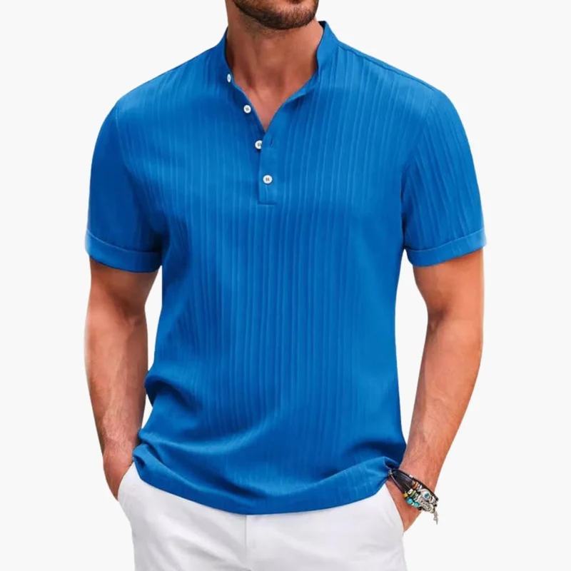 T-shirt Henley da uomo | Polo casual con abbottonatura