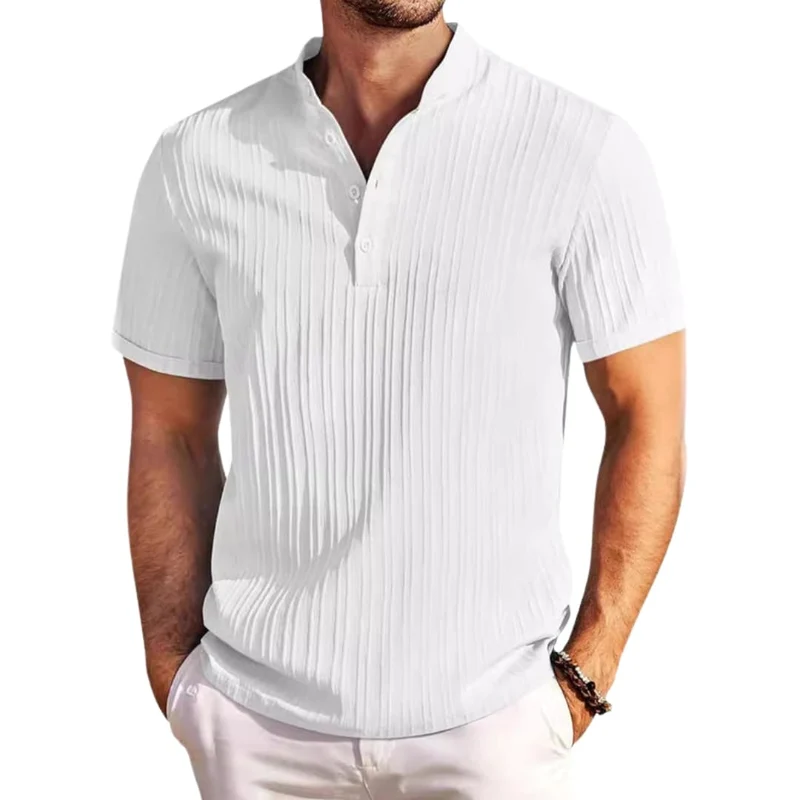 T-shirt Henley da uomo | Polo casual con abbottonatura