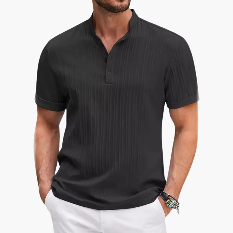T-shirt Henley da uomo | Polo casual con abbottonatura