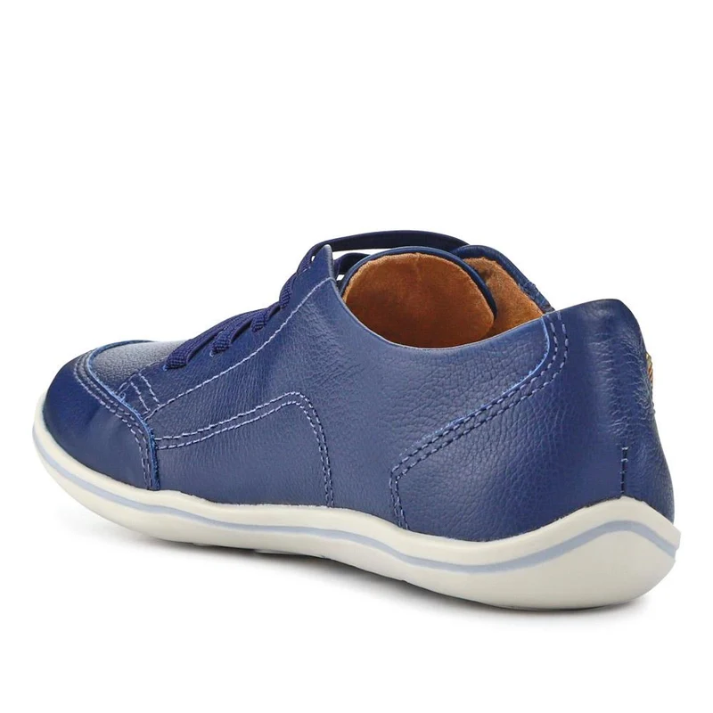 Leather Trainer with Zip Detail - BOT25018 / 309 566 - Navy