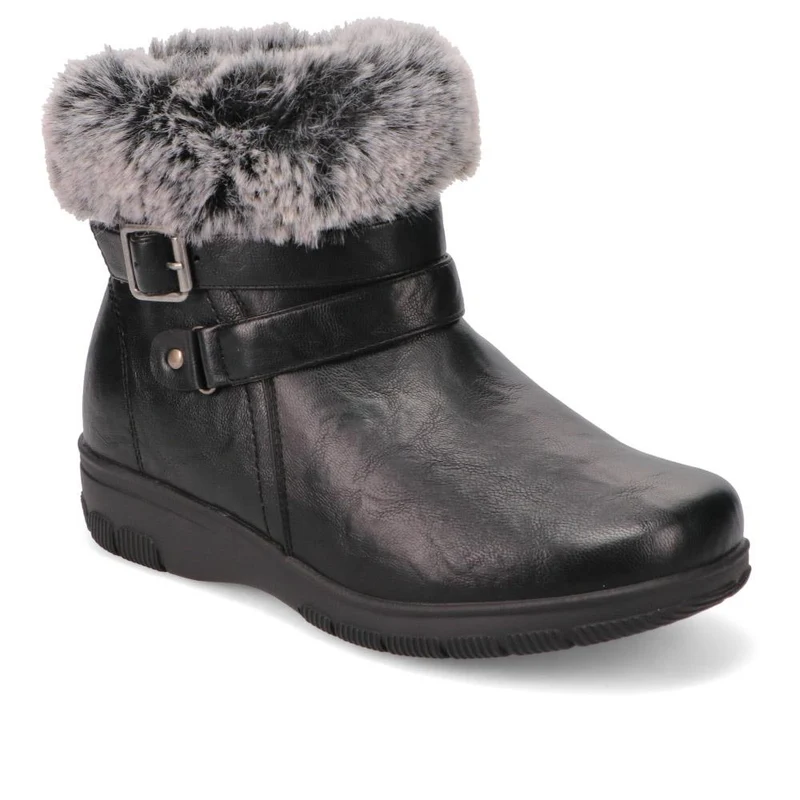 Extra-Wide Faux-Fur Cuff Ankle Boots - BELL / 326 119 - Black