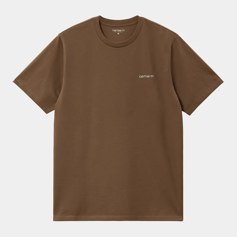 Carhartt WIP Herren-Kurzarm-T-Shirt mit Schriftzug-Stickerei – Holz