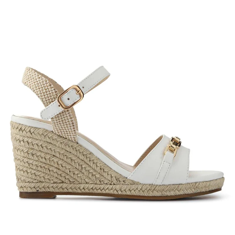 Buckled Wedge-Heel Espadrilles - WBINS41049 / 327 270 - White