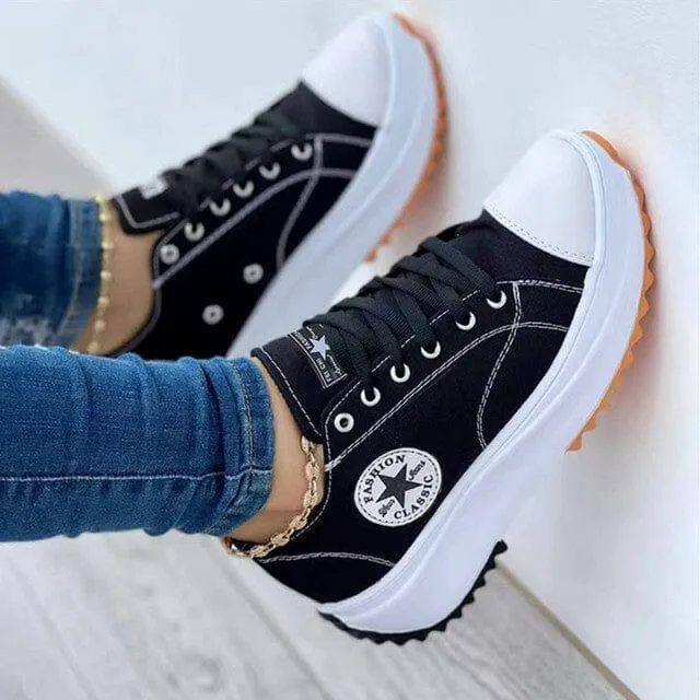 Sneaker con plateau donna | Scarpe da tempo libero con suola spessa, tendenza bianco