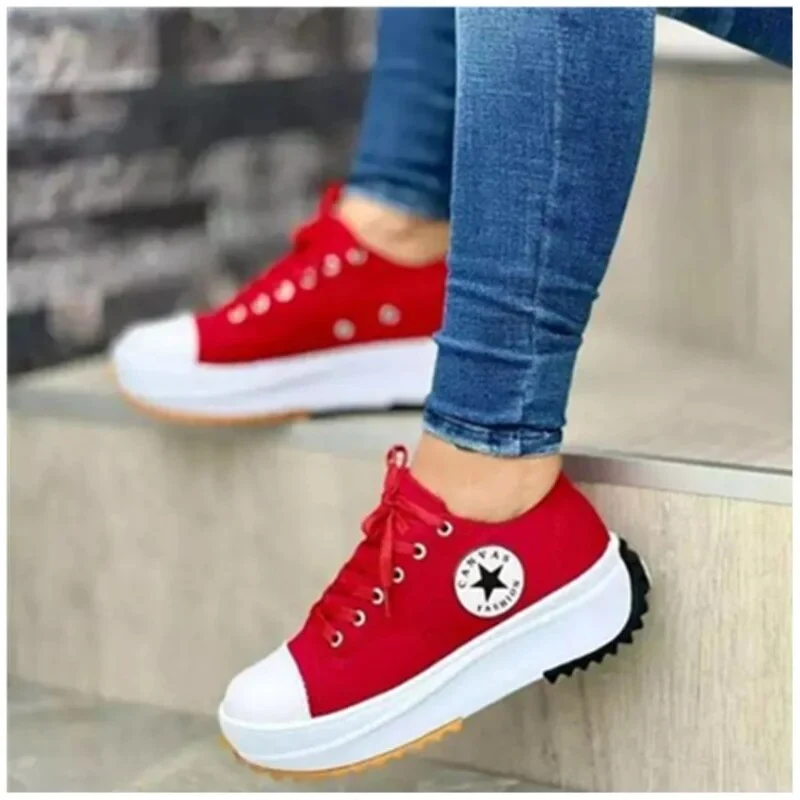 Sneaker con plateau donna | Scarpe da tempo libero con suola spessa, tendenza bianco