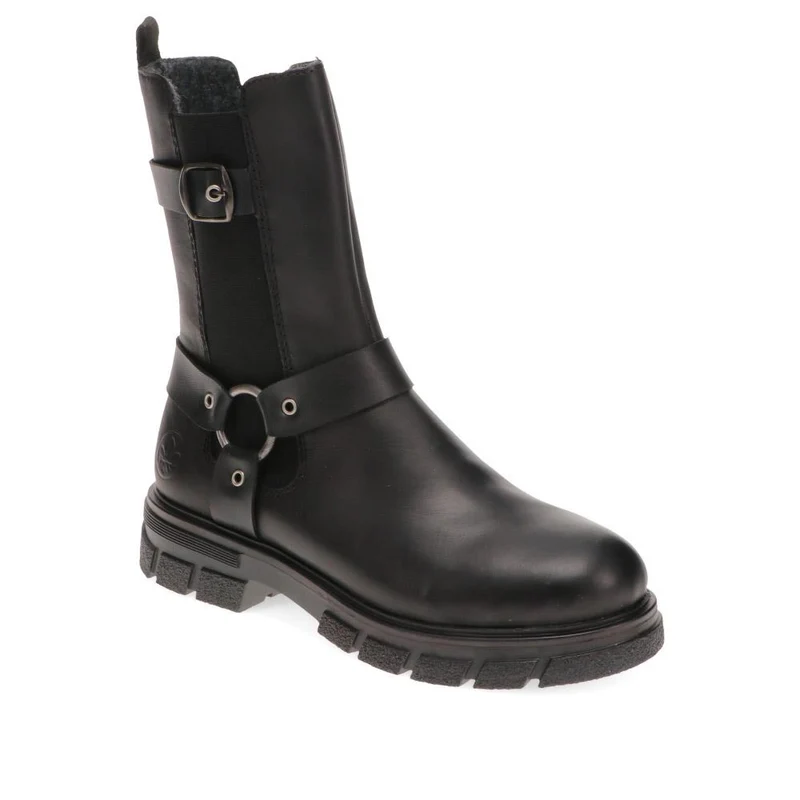 Leather Chunky Ankle Boots - RKR40536 / 326 105 - Black