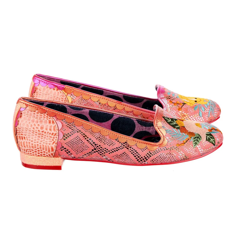 Irregular Choice Dino-Tanz-Flats für Damen – Pfirsich