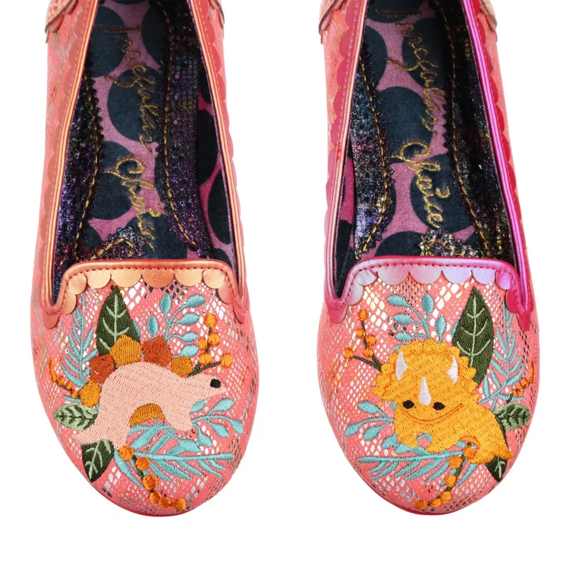 Irregular Choice Dino-Tanz-Flats für Damen – Pfirsich