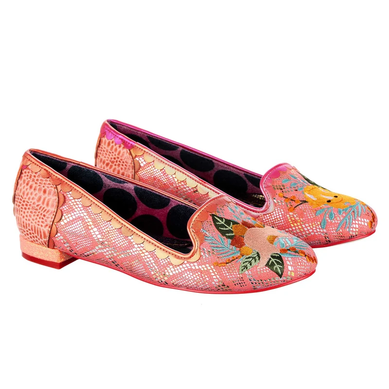 Irregular Choice Dino-Tanz-Flats für Damen – Pfirsich