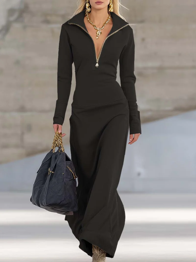 Abito maxi retrò rosa | Abito lungo elegante con scollo a V