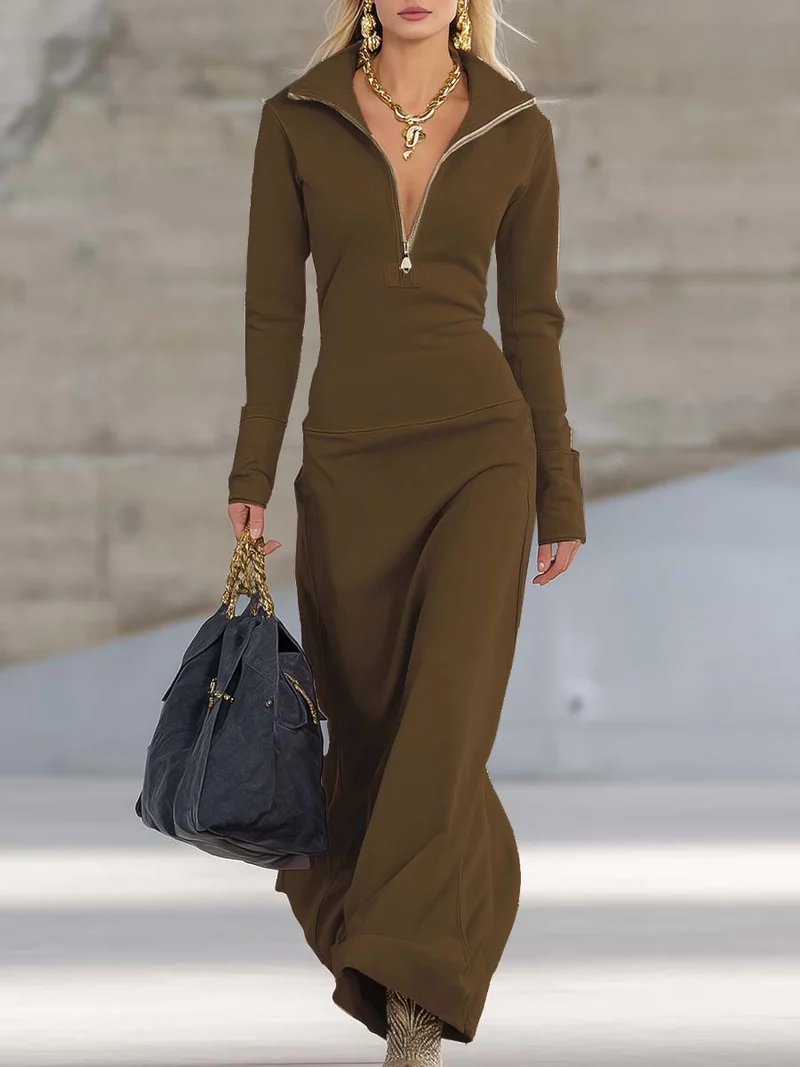 Abito maxi retrò rosa | Abito lungo elegante con scollo a V