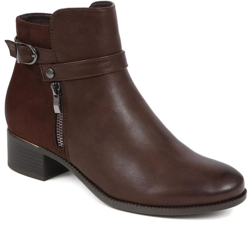 Zip-Detail Heeled Ankle Boots - WOIL40041 / 326 047