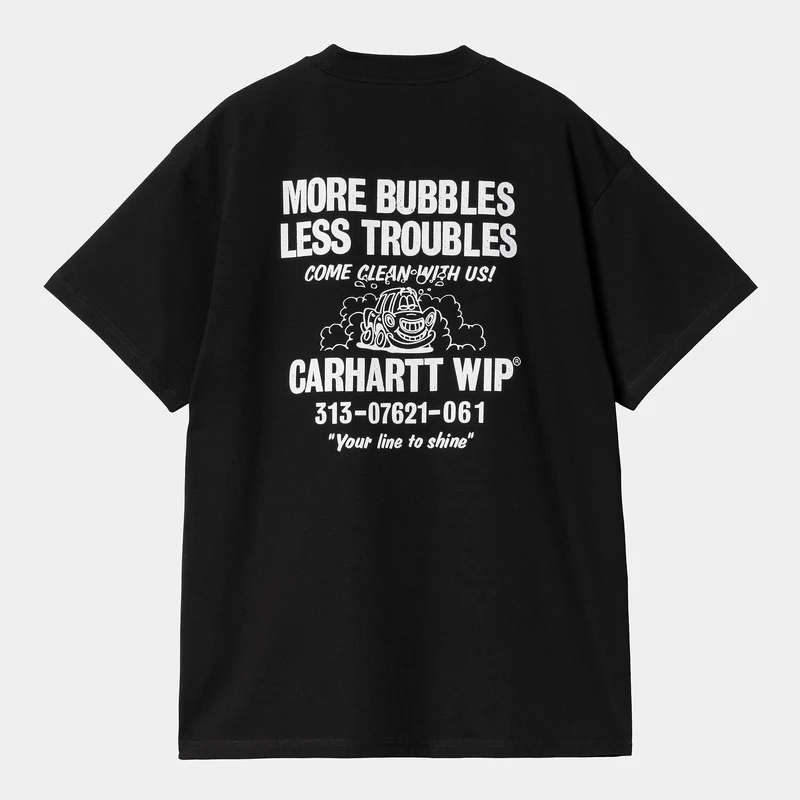 Carhartt WIP Kurzärmliges Herren-T-Shirt „Less Troubles“ – Schwarz