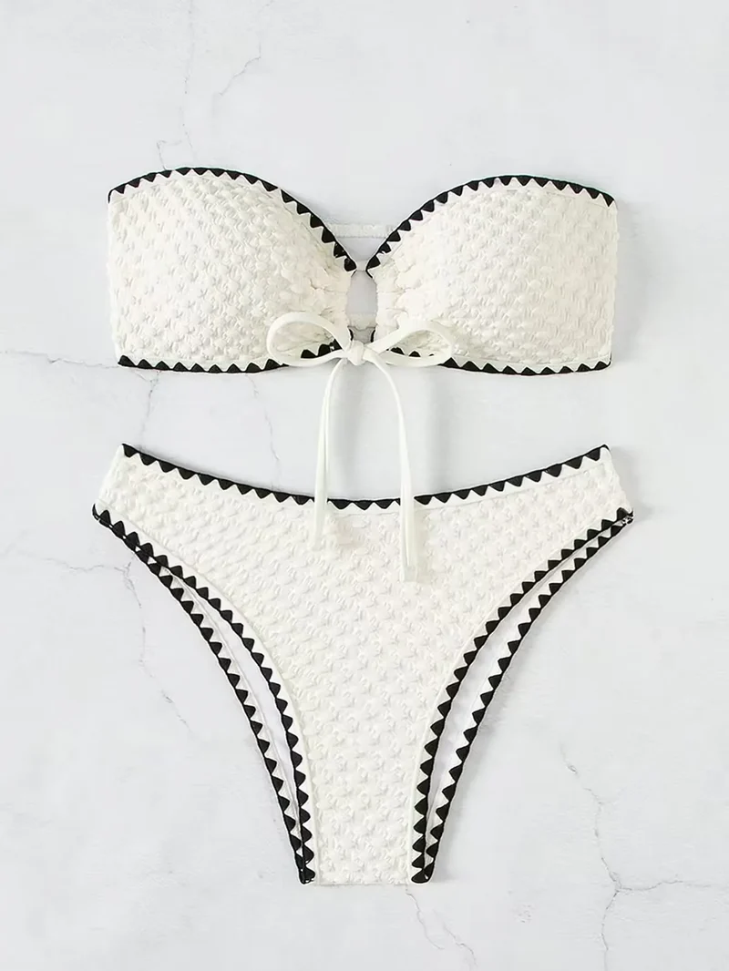 Bikini bandeau bianco | Set costume da bagno a due pezzi per donna