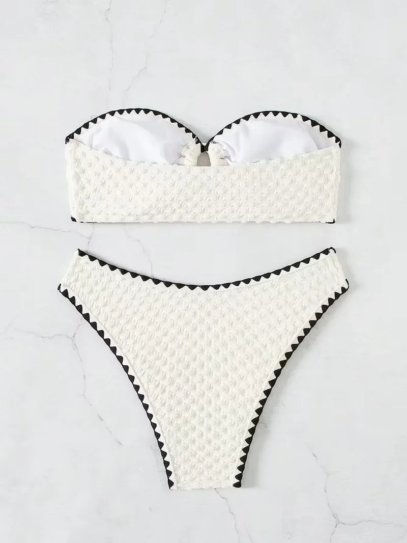 Bikini bandeau bianco | Set costume da bagno a due pezzi per donna