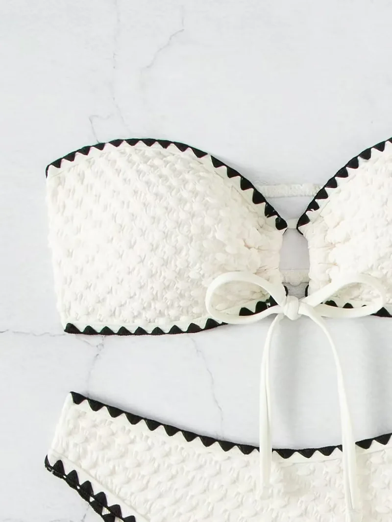 Bikini bandeau bianco | Set costume da bagno a due pezzi per donna