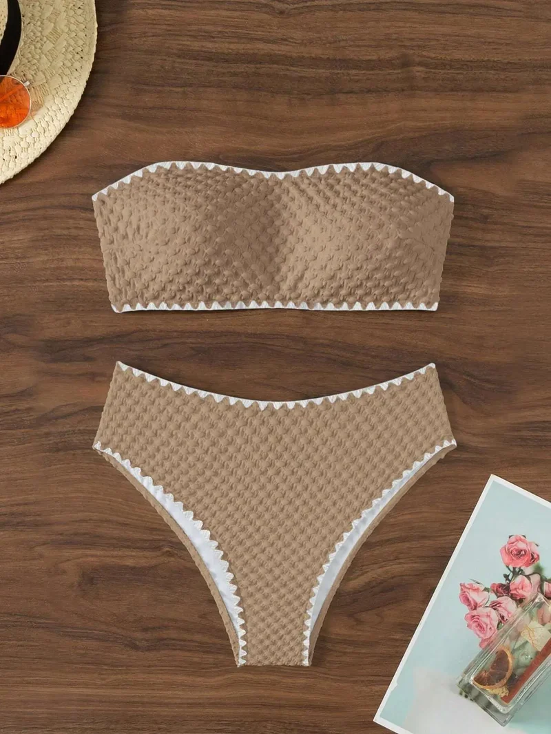 Bikini bandeau bianco | Set costume da bagno a due pezzi per donna
