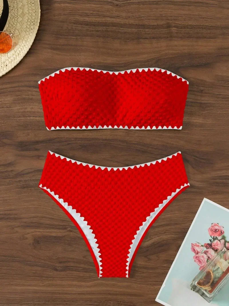 Bikini bandeau bianco | Set costume da bagno a due pezzi per donna