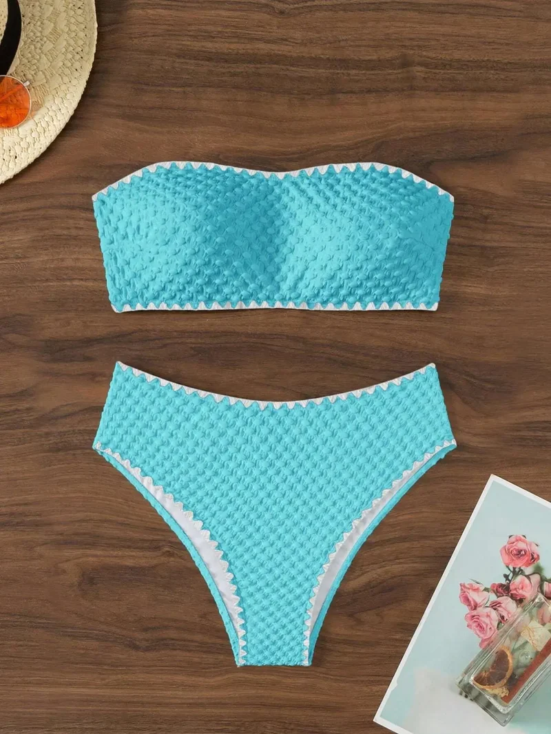 Bikini bandeau bianco | Set costume da bagno a due pezzi per donna