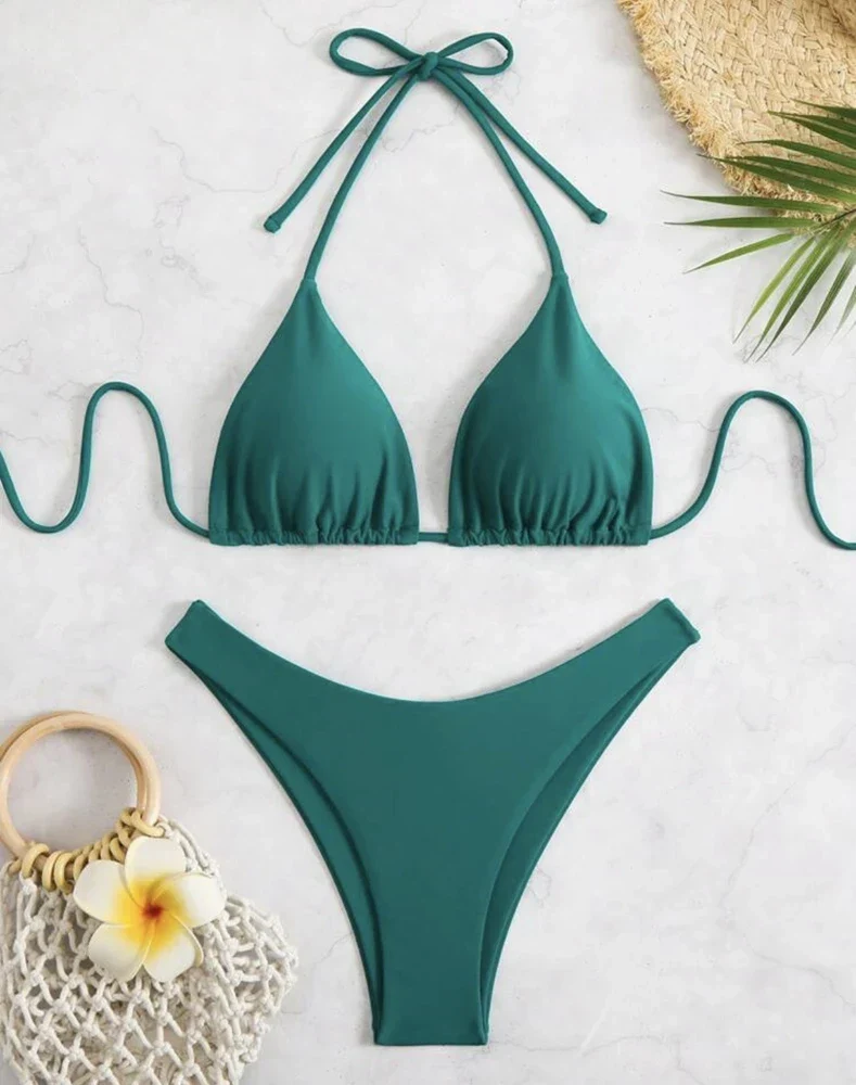 Set bikini in doppio tessuto | Costume da bagno tanga da donna