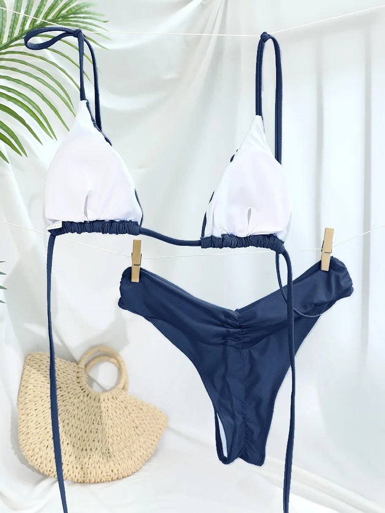 Set bikini plissettato | Costume da bagno da donna per spiaggia e piscina