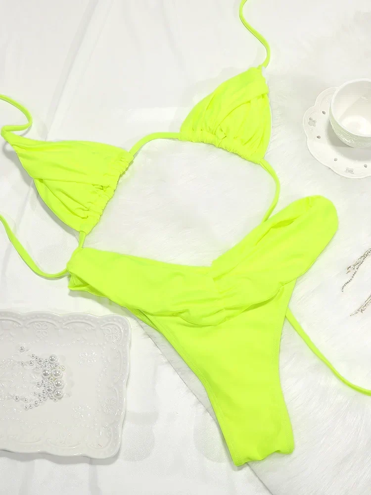 Set bikini plissettato | Costume da bagno da donna per spiaggia e piscina