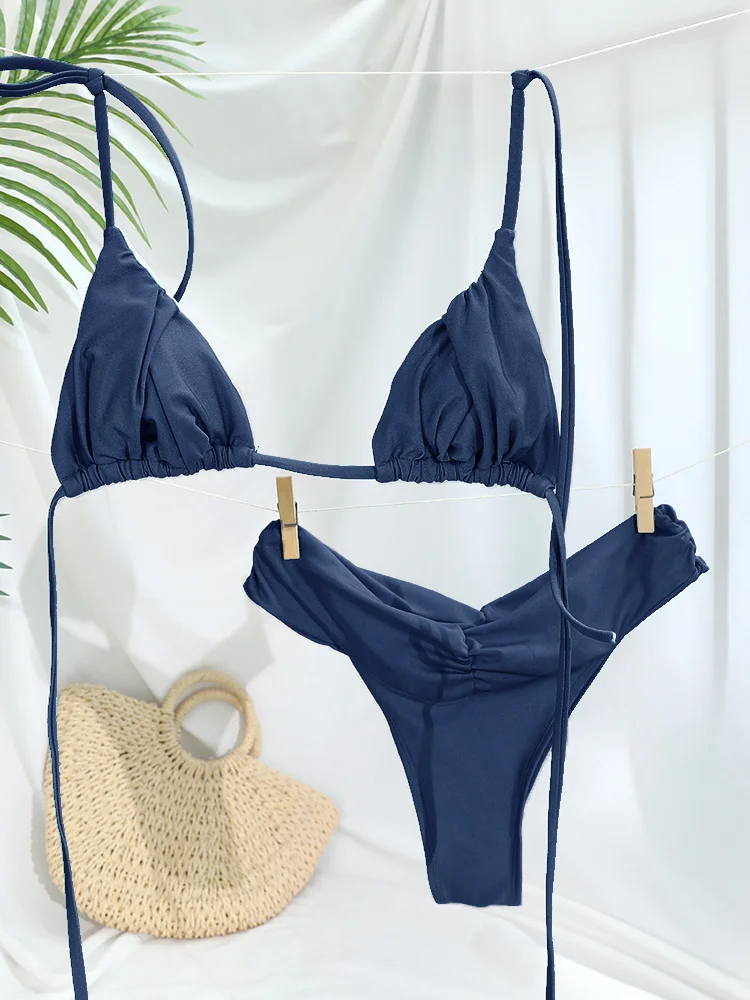 Set bikini plissettato | Costume da bagno da donna per spiaggia e piscina